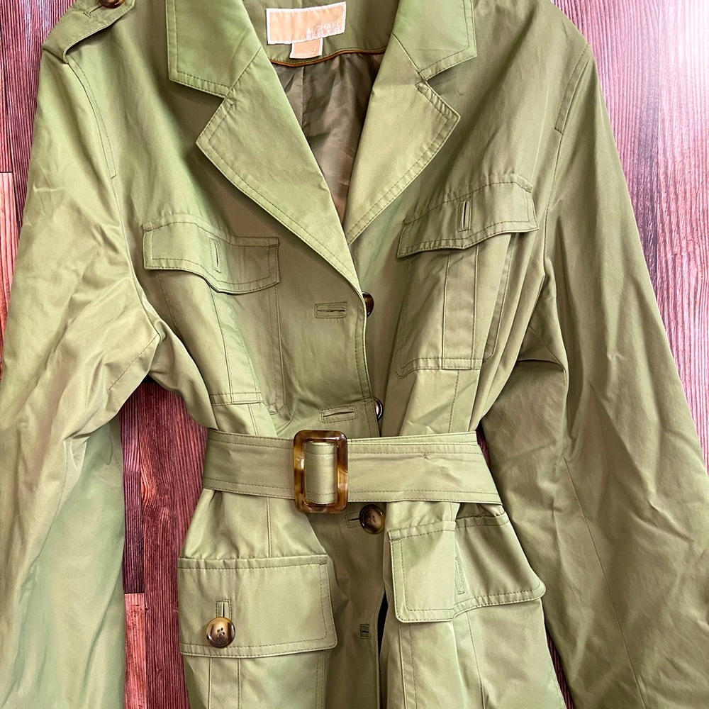 Michael Kors Army Green Jacket With Belt